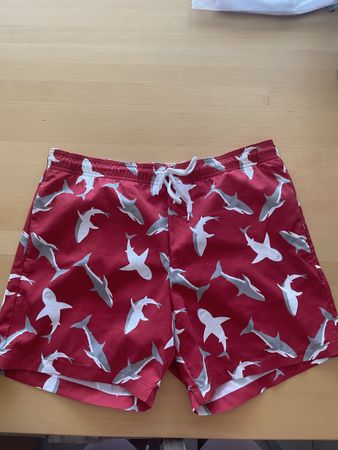 Short de Bain Rouge Imprimé Requins