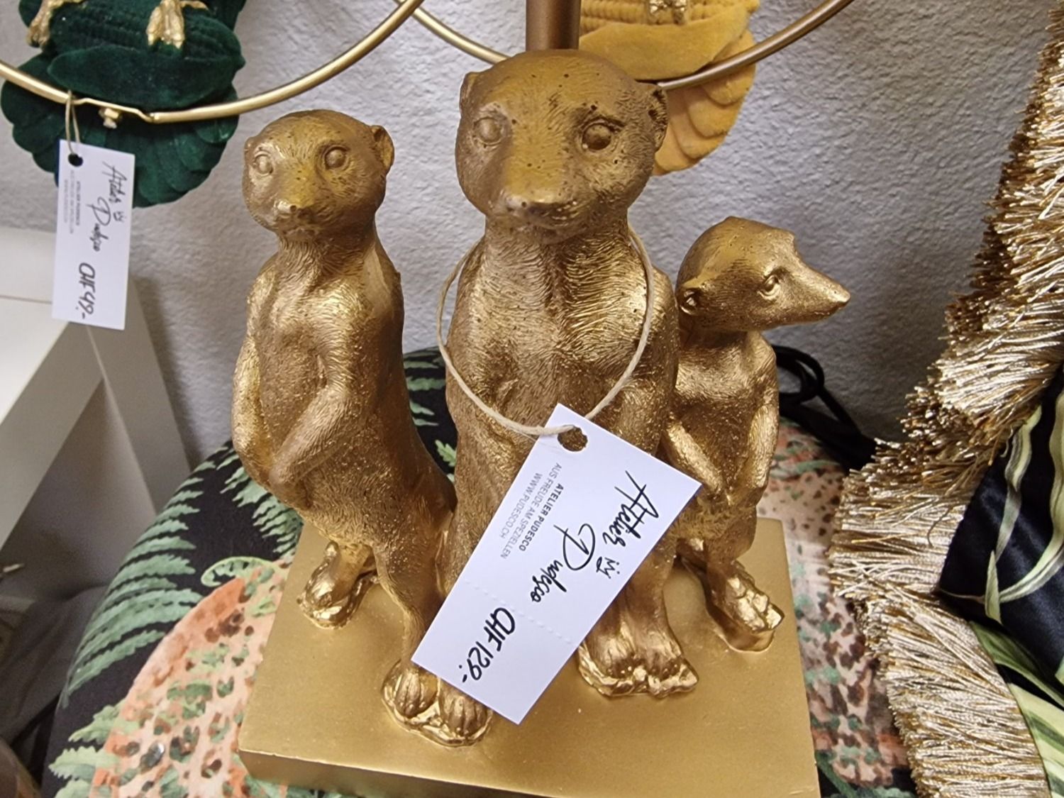 Lampade: Lampe Erdmännchen Gold, Lampenschirm Schwarz – Nuovo e nell'imballaggio originale da Schaffhausen venduto da AtelierPudesco 3