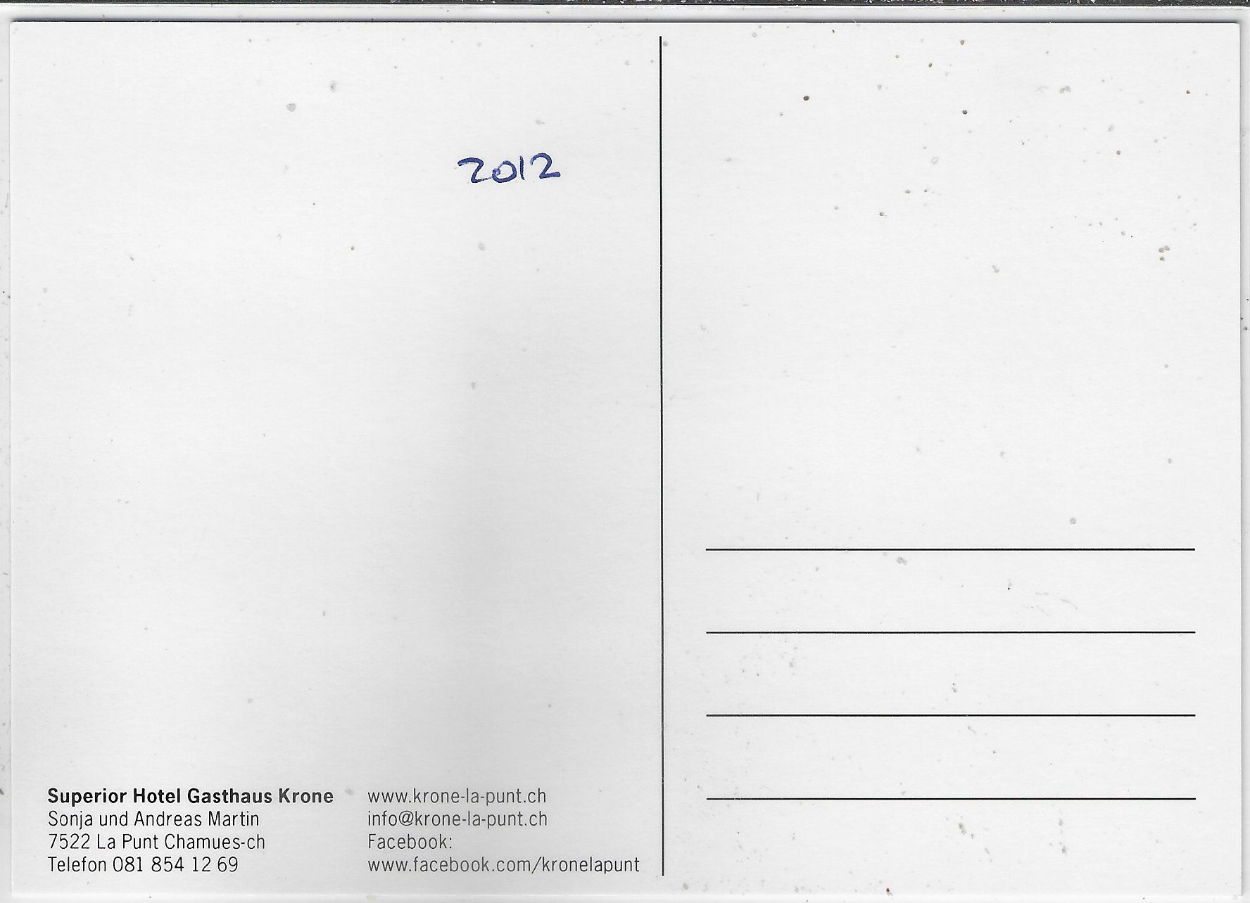 Cartoline postali: La Punt Chamues-ch - Hotel Gasthaus Krone – Usato da Ettingen venduto da Kartenplanet 1