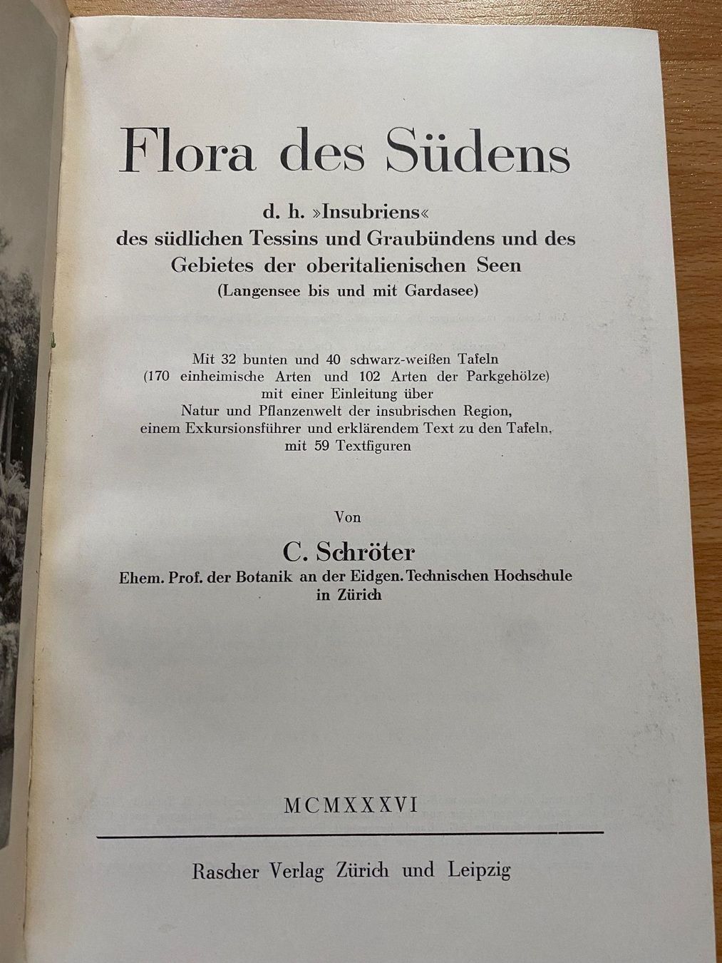 Libri: Flora des Südens, C. Schroeter, 1936 – Usato da Zürich venduto da 2013tg 2