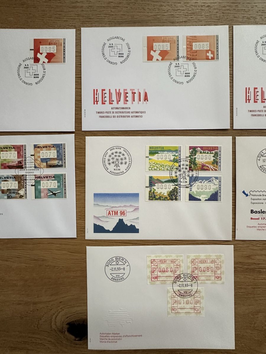 Tutti i francobolli: Schweiz - 7 Automatenmarken FDC  – Usato da Schmitten / FR venduto da Samsara169 2