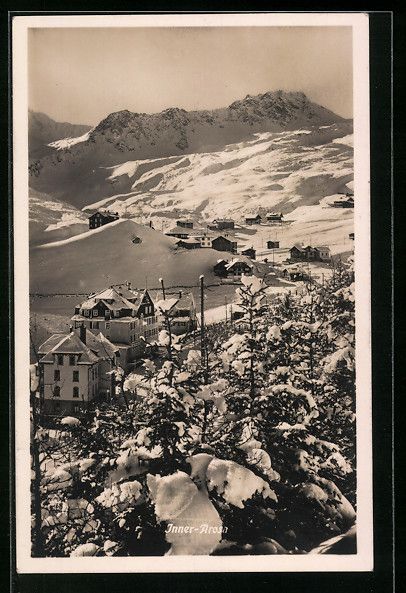 Cartoline postali: Inner-Arosa, Ortsansicht im Winter aus d – Usato da Berlin venduto da bartko-reher