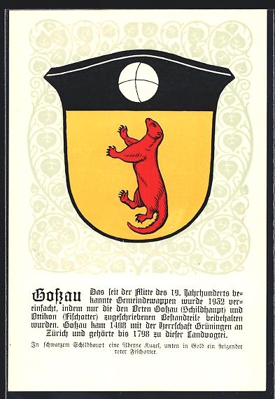 Cartoline postali: Gossau /ZH, Wappen der Gemeinde mit rote – Usato da Berlin venduto da bartko-reher