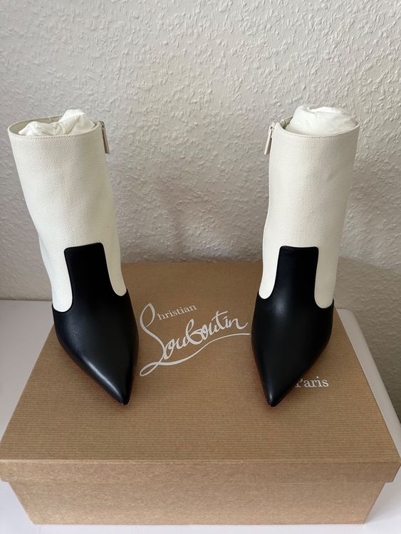 Bottines Christian Louboutin Cuir Noir – Taille EU 38.5, Fabriquées En Italie