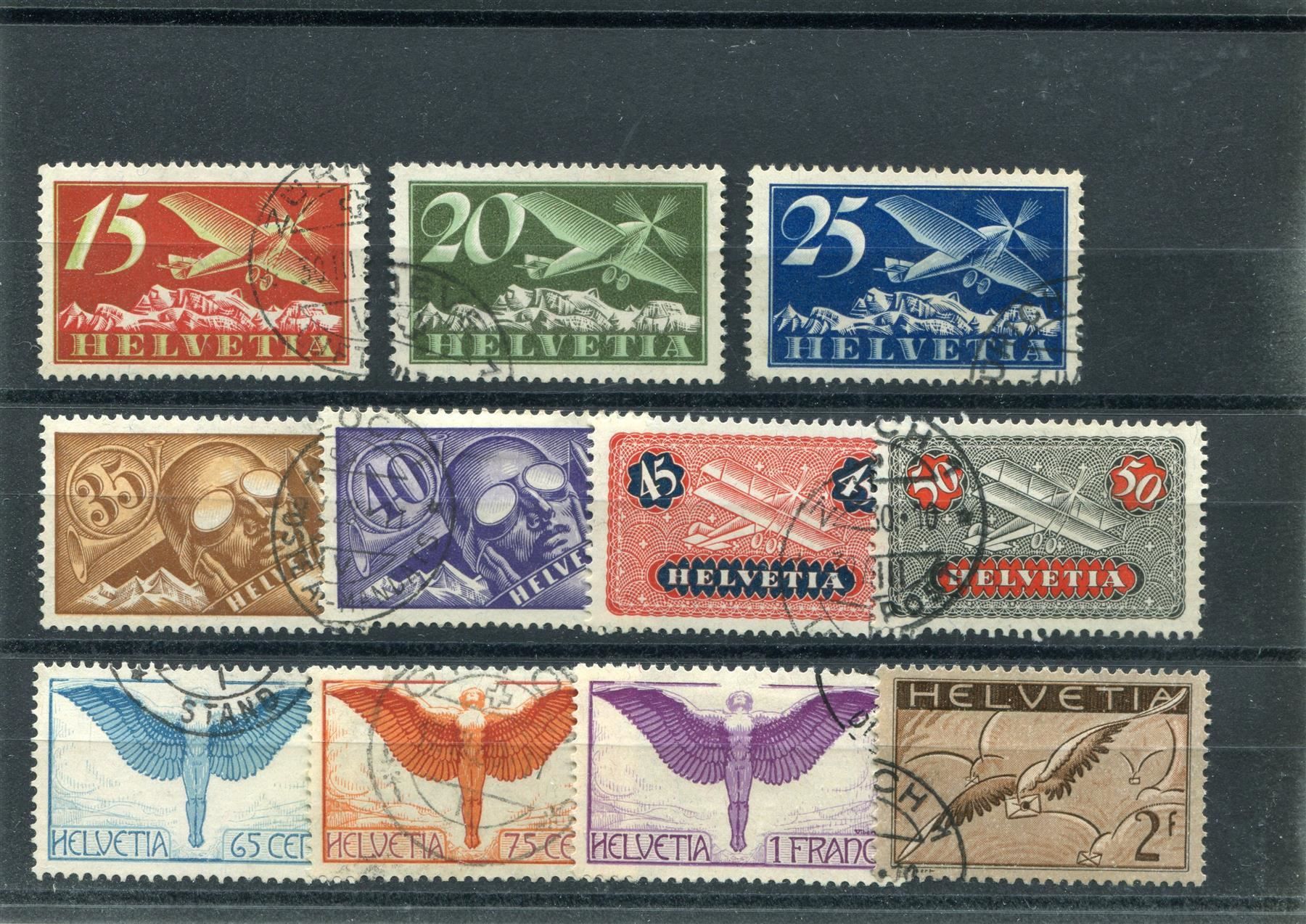 Tutti i francobolli: 1923-40 Flugpostmarken Nr. 3-13 gest. 2) – Usato da Winterthur venduto da Kyoung