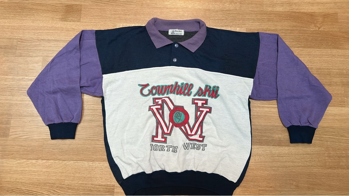 Maglioni & Felpe: Retro Langarmshirt mit Kragen bunt Grösse S – Usato da Luzern venduto da ThrowbackVintage