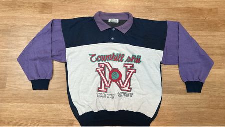 Retro Langarmshirt mit Kragen bunt Grösse S