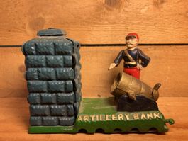 Gusseisen Sparschwein Artillery Bank Soldat Kanone Dekoratio