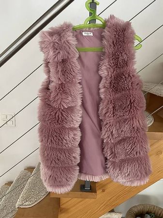 rosa kunstfell gilet 