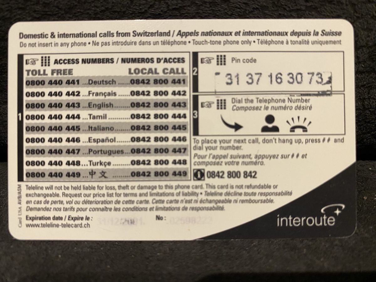 Schede telefoniche: Teleline  – Usato da Lausanne venduto da babacard10 1