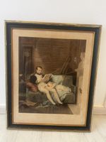 Gravure Mezzotinte XIXe "Napoléon et son fils" 