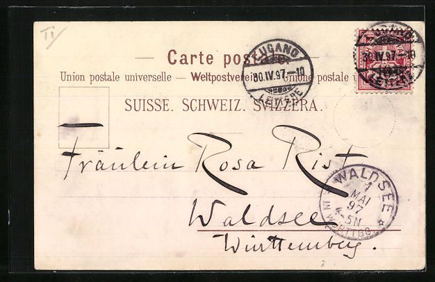 Cartoline postali: Litho Lugano, San Lorenzo, Ortsansicht m – Usato da Berlin venduto da bartko-reher 1