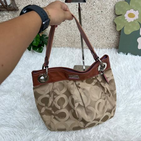 Umhängetasche Coach Signature Monogram M braun leder 34x32cm