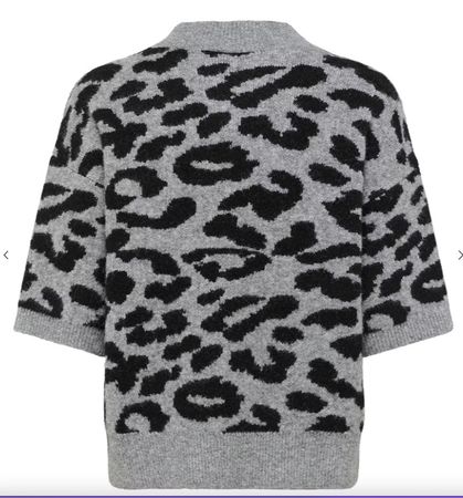 Grauer Strickpullover mit Leo-Muster, Grösse S, neuwertig