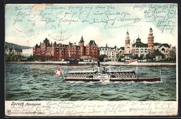 Zürich, Alpenquai, Seitenraddampfer bei
