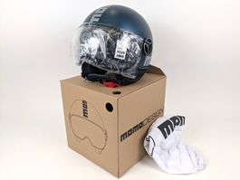 MOMO FGTR Evo Motorradhelm blau matt-silber