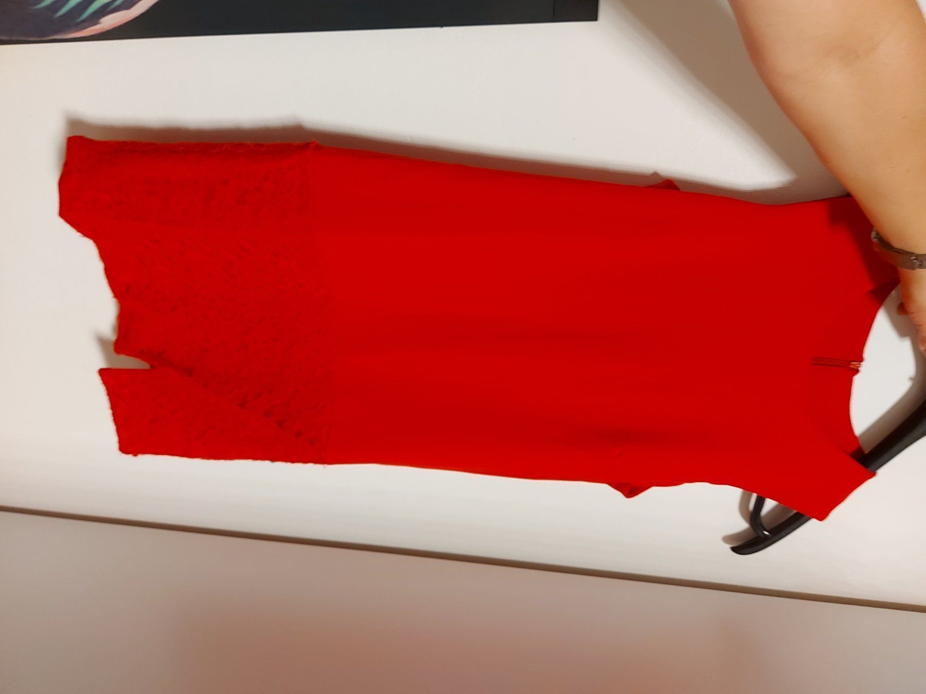 Vestiti: Vestito casual rosso corto elasticizzato e pizzo patch work – Usato da Coldrerio venduto da Addicted2Art 1