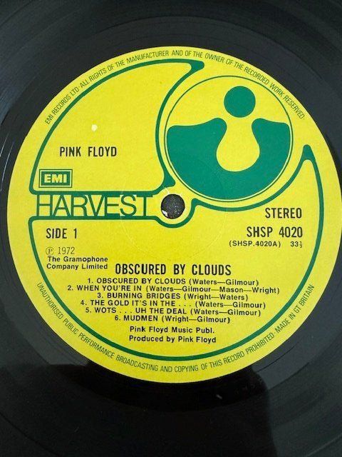 Schallplatten: Pink Floyd 1972 Obscured by clouds (LP 1st issue) – Gebraucht aus Territet von Yvanz 1