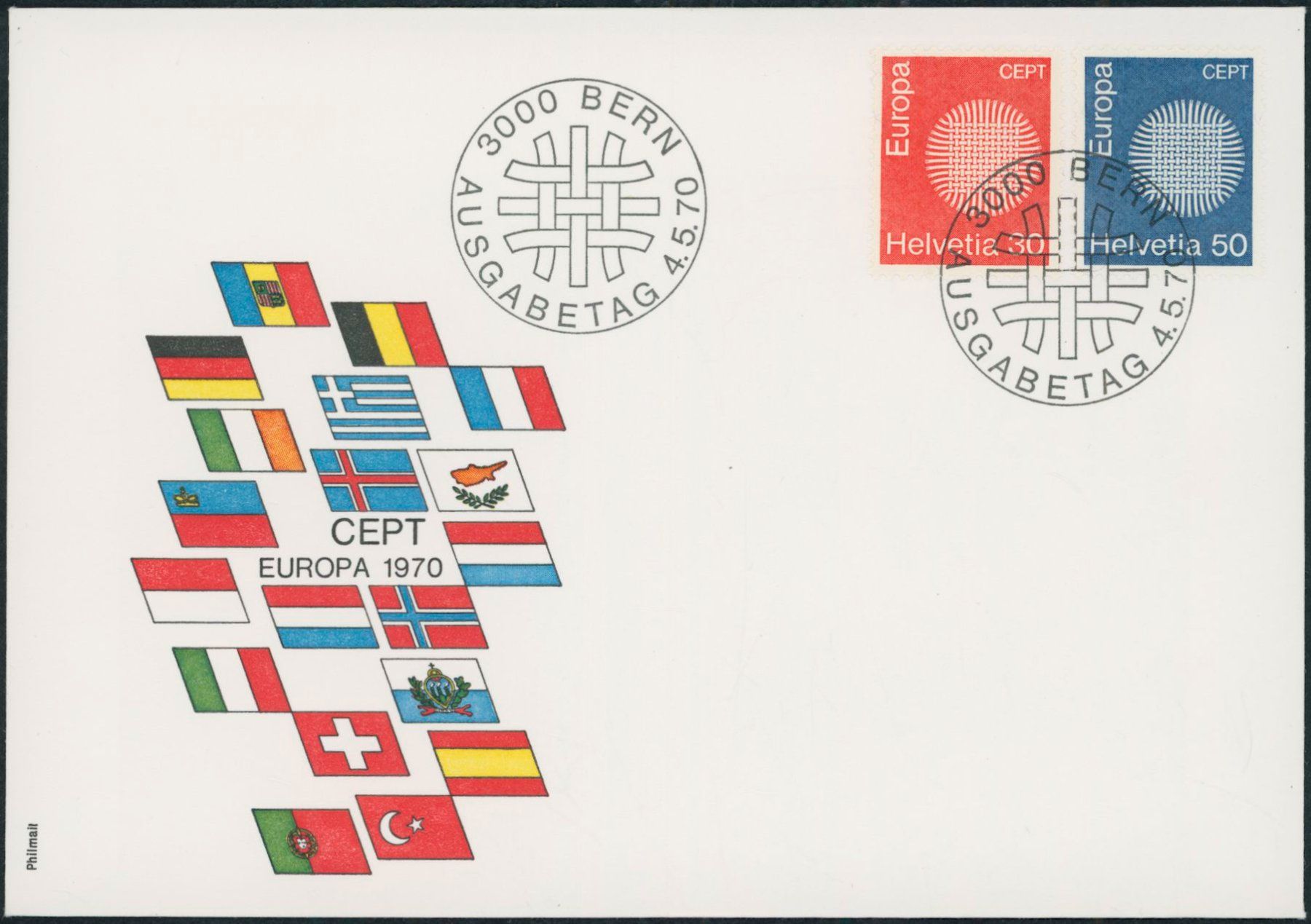Tutti i francobolli: 1970 - Europa - Ersttagsbrief FDC ET – Usato da Schindellegi venduto da leecollect