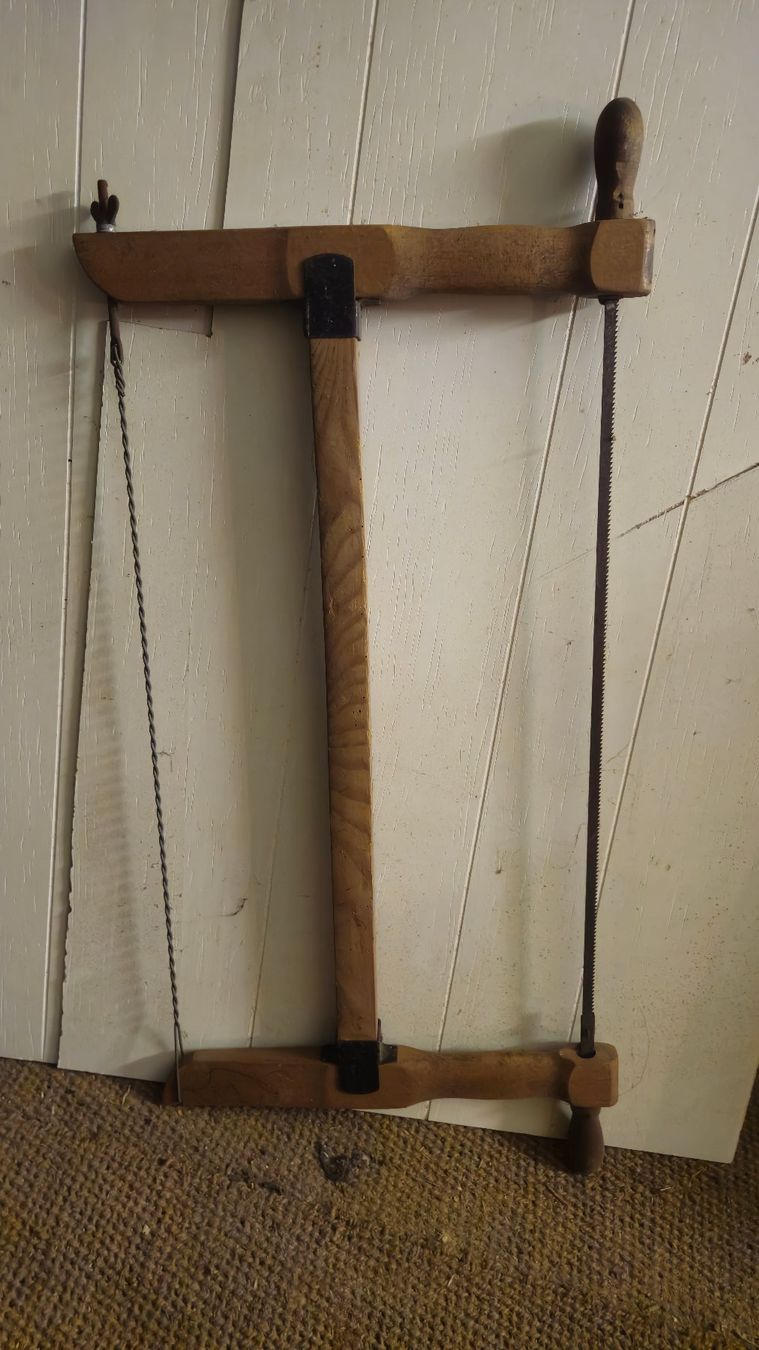 Sägen: Handsäge antik/vintage mit Holzrahmen und Spannkette – Gebraucht aus Suhr von Jensdetlef 1