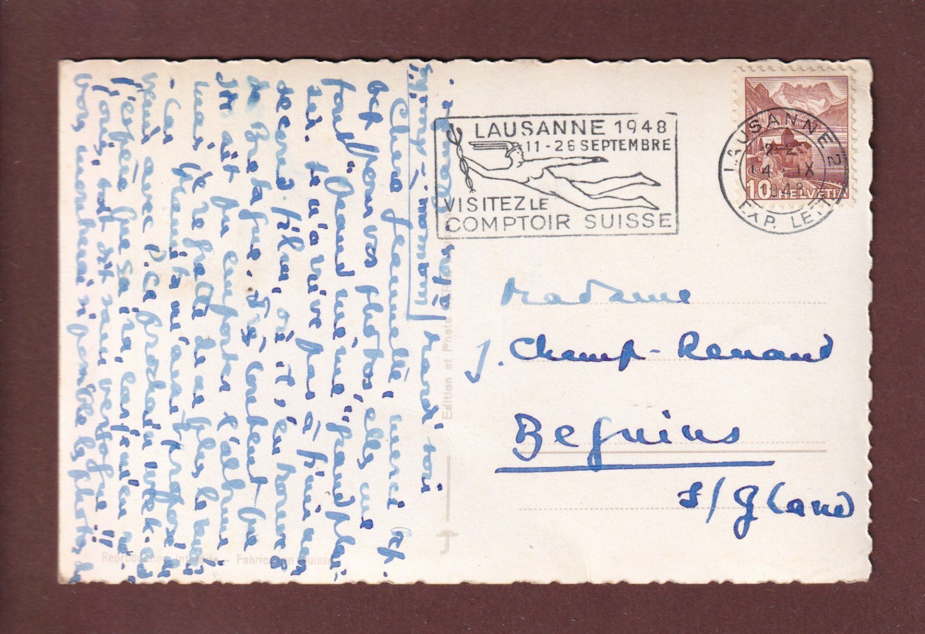 Cartoline postali: Château de LUCENS - 1948 – Usato da Pully venduto da nicecards 1