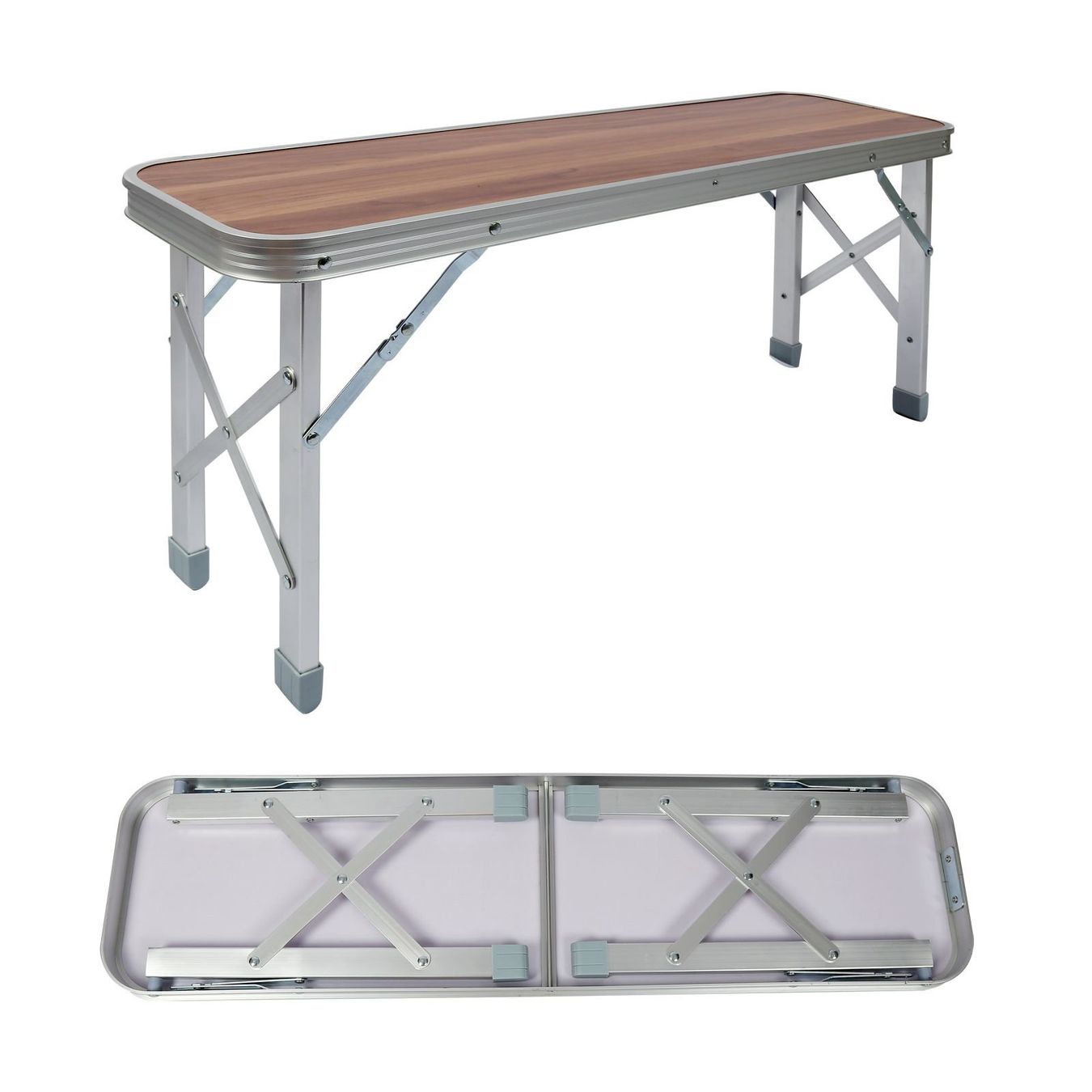 Mobili da campeggio: WilTec Alu Koffertisch 2Bänke Holzdesign – Nuovo e nell'imballaggio originale da Bottighofen venduto da zaap 2
