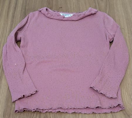 Langarmshirt Mädchen Grösse 110 Rosé mit Glitzer