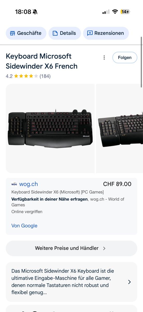 Microsoft Tastiere: Microsoft Sidewinder X6 Gaming Keyboard – Usato da Aesch BL venduto da Kliana 3