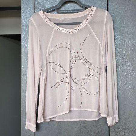 🐸 NILE VISKOSE BLUSE XS MIT METALL DEKO ZART ROSÉ TOP ZUSTA