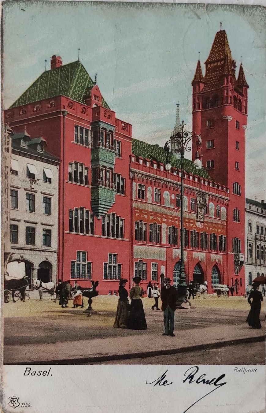 Cartoline postali: BASEL - Rathaus - 1905 – Usato da Delémont venduto da Domdom1