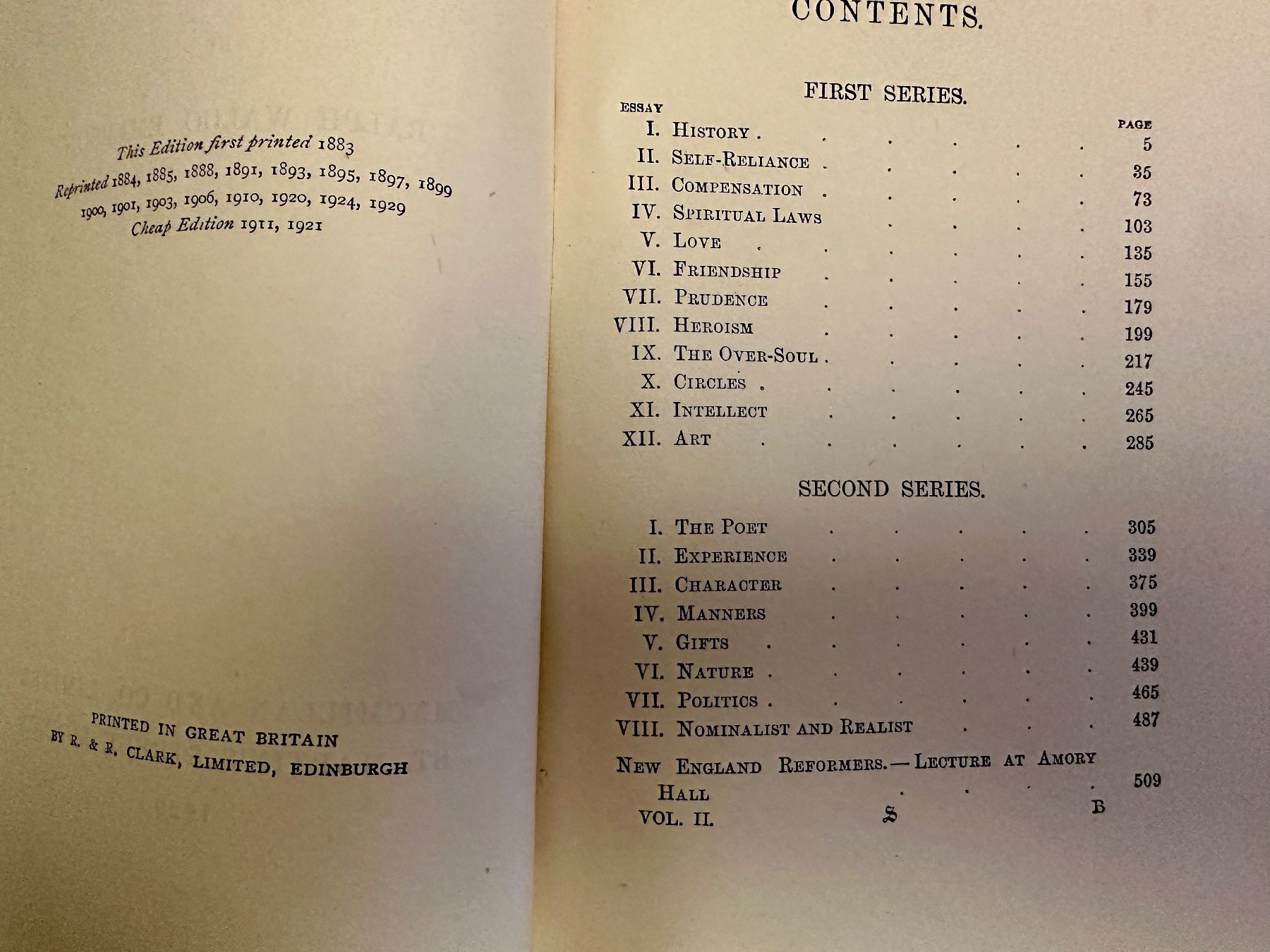 Libri: Ralph Waldo Emerson: Essays. 1929 – Usato da Zürich venduto da allp 3