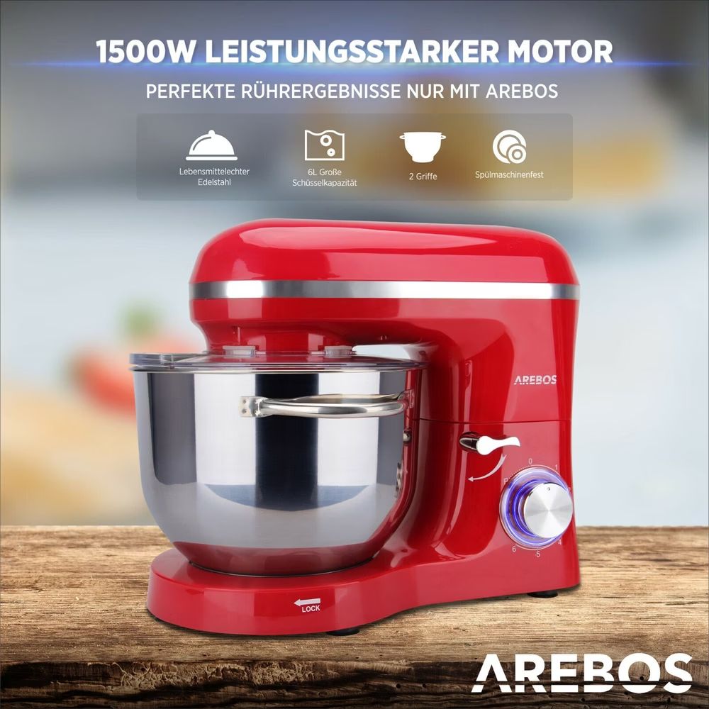 Elettrodomestici da cucina: Arebos Küchenmaschine Rot - Neu – Nuovo (secondo la descrizione) da Nebikon venduto da warendiscount 6
