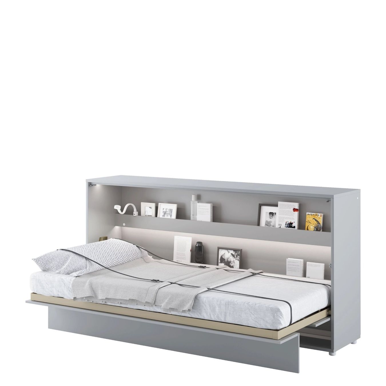 Betten: Schrankbett MIKE Horizontal Grau + LED - 90x200cm – Neu und originalverpackt aus Wallenwil von toesstal-vertrieb