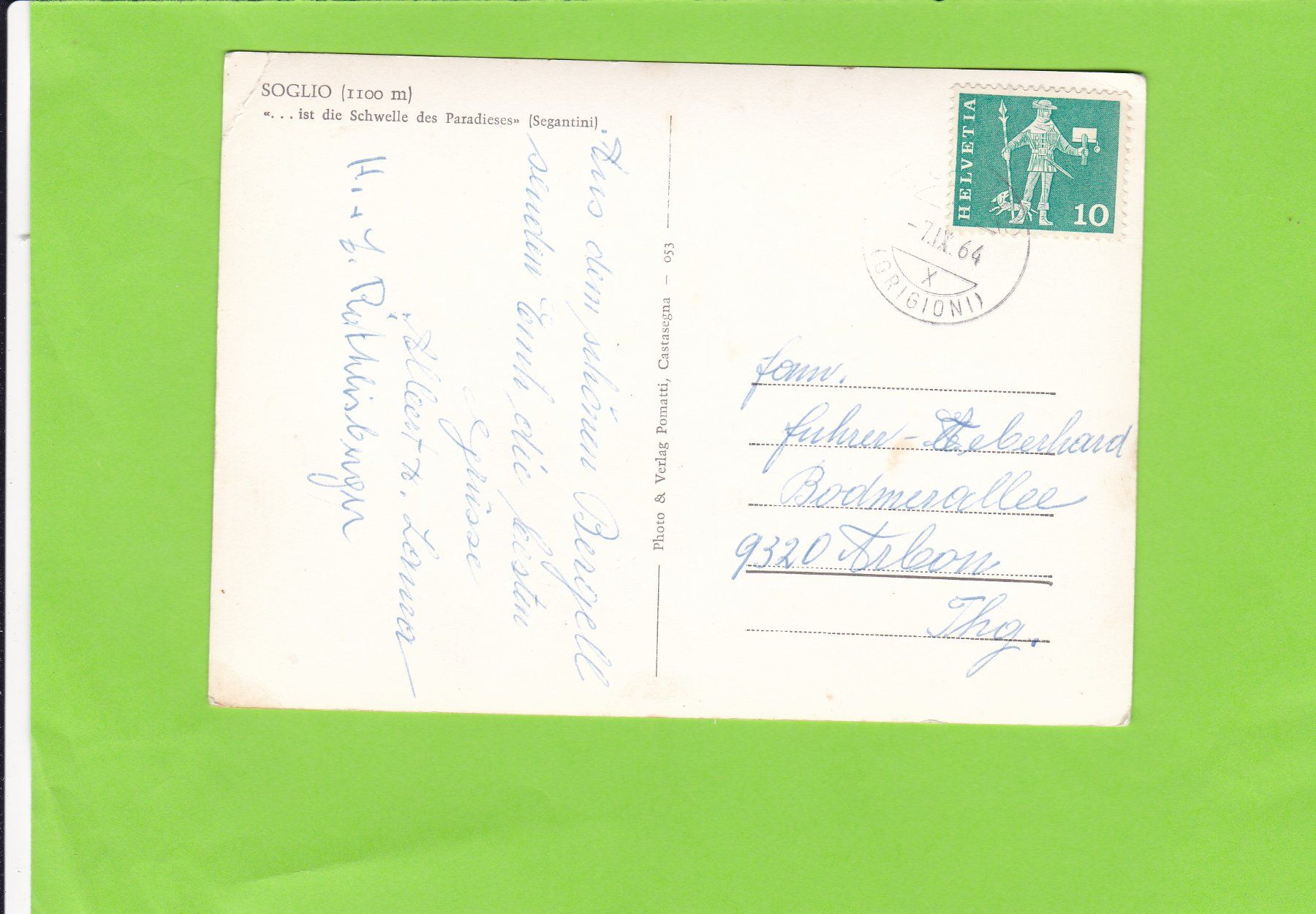 Cartoline postali: Soglio – Usato da St. Peterzell venduto da neckertal 1