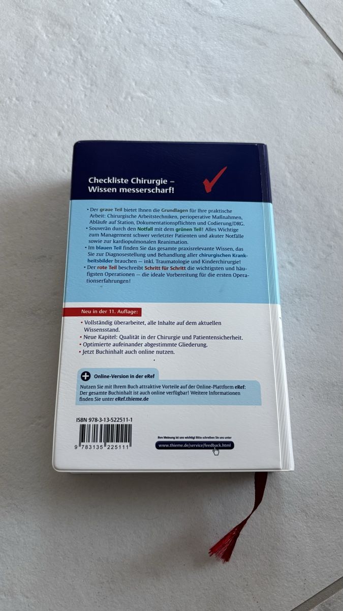Libri: Checkliste Chirurgie 11. Auflage – Usato da Seengen venduto da sa_land 1