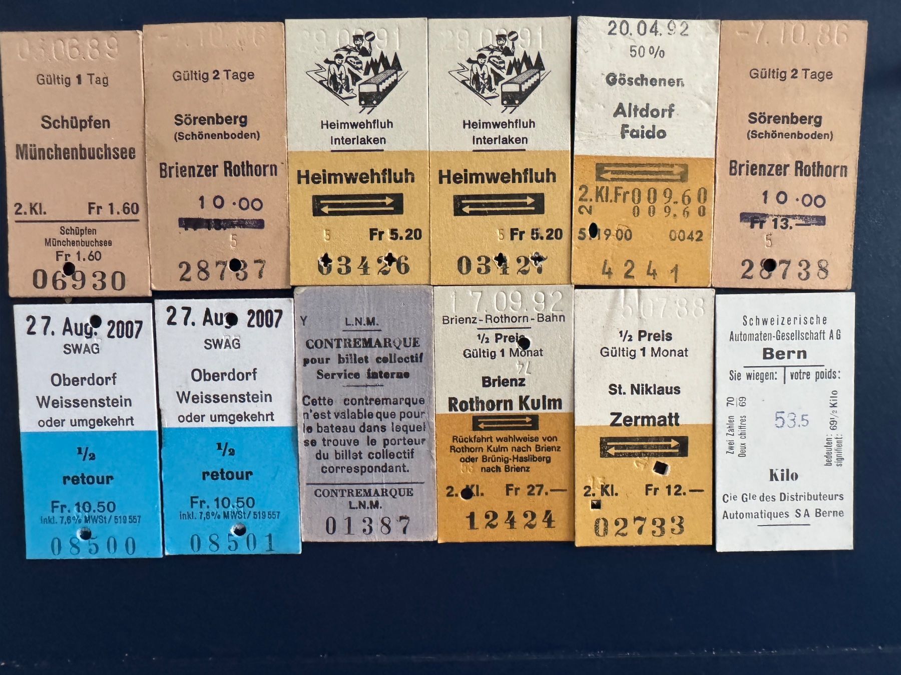 Tickets: Billet Sammlung 1986-2007 12 Stk – Gebraucht aus Münchenbuchsee von kalapani