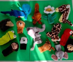 Fingerpuppen Set 16 Tiere aus Filz Vintage
