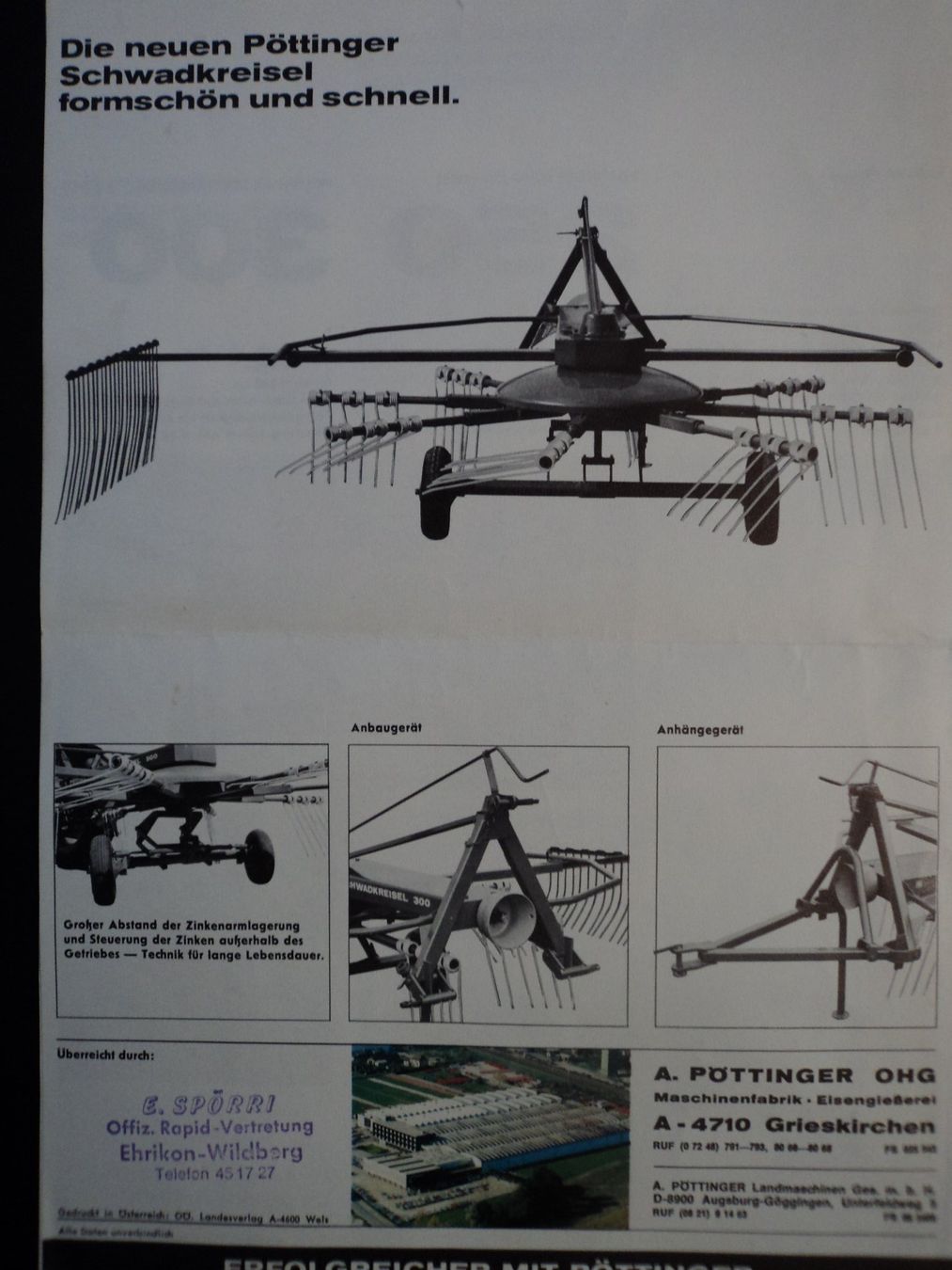 Pöttinger Traktoren: Prospekt Pöttinger Schwadkreisel 250/300 – Gebraucht aus Schwarzenburg von modelCARama 4