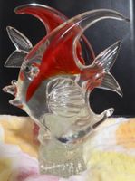 MURANO- FISCH SKULPTUR;--20 x 16 CM,--2 FISCHE, UNIKAT