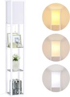 Büro Stehlampe aus Holz mit Regal Eckregal Regalbeleuchtung