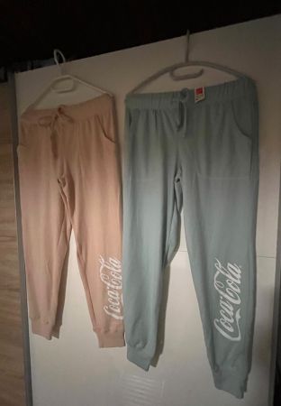 2 Jogging Hosen Rosa und Hellblau Aufschrift CacaCola