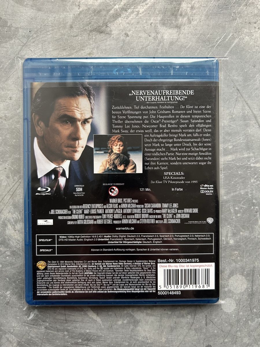 Tutti i DVDs: Der Klient - Bluray - Drama, Thriller [1994] – Usato da Winterthur venduto da lenolson 1