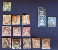 Schweizer Briefmarken Sitzende Helvetia 15 Stueck Strubel