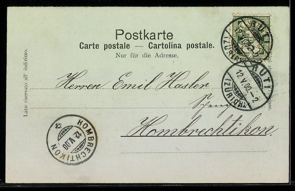 Cartoline postali: Mondschein-Lithographie Rüti, Villa S – Usato da Berlin venduto da bartko-reher 1