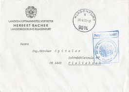 POSTGEBÜHR BEZAHLT - AMTLICH, Brief aus Klagenfurt, ab 1.--