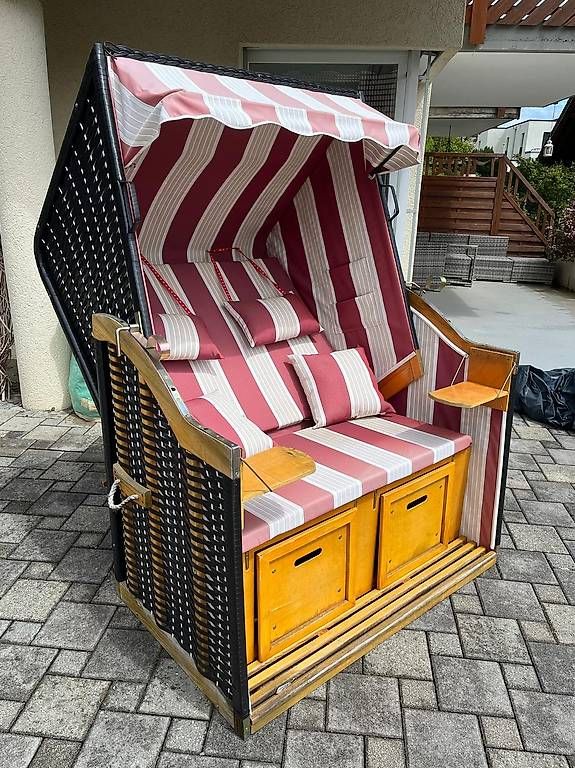 Chaises longues: Strandkorb rot-weiss 2-Sitzer – D'occasion à Münsingen par Koshka 4