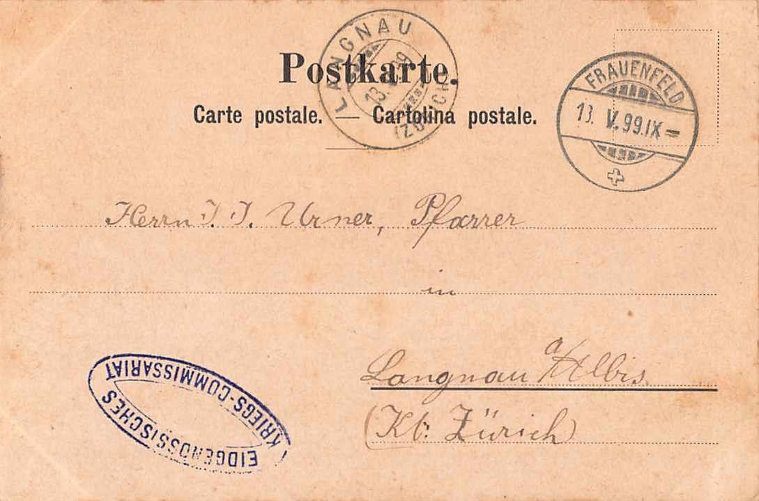 Cartoline postali: GRUSS vom SONNENBERG - Lithographie 1899 – Usato da Lufingen venduto da TopAnsichtskarten 1