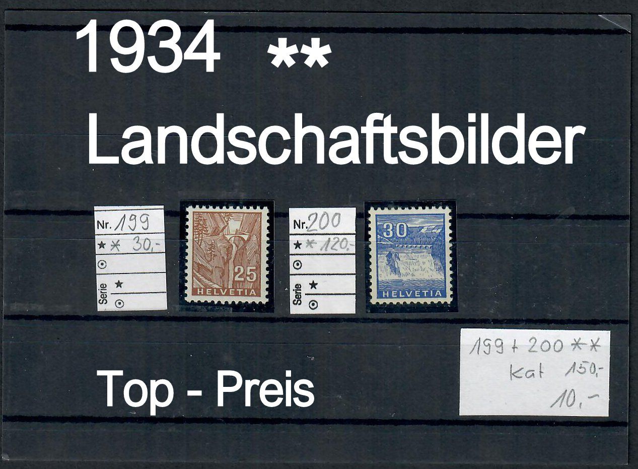 Tutti i francobolli: 1934 (2.VII.) Landschaftsbilder Postfrisch Kat .150.- – Nuovo e nell'imballaggio originale da Bützberg venduto da Die.6.a 1