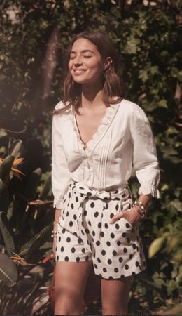 Chemisier SEZANE blanc taille 38 coton lin broderie