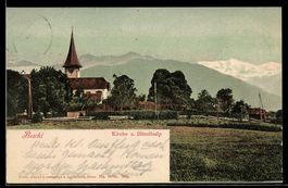 AK Aeschi /BE, Kirche, Blümlisalp